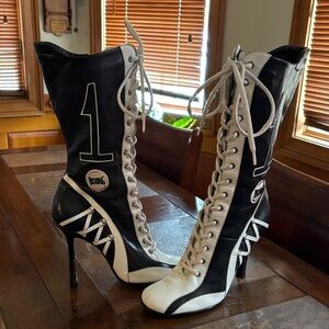Italian Leather High Heel BOXING Boots; RARE & FUNKY!!!